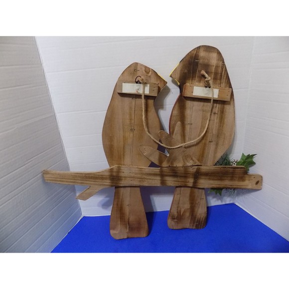 NEW Christmas Wood Red Cardinals Birds Rustic Home Decor Holiday Winter - Picture 4 of 5